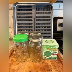 Wide Mouth Ball Jars + Sprouting Lids + Draining Rack to Sprout Seeds at Home